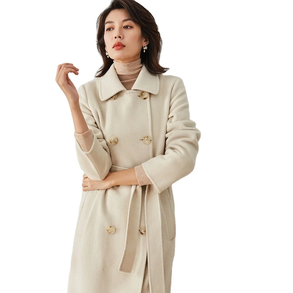 2023 GCS Top Sale Guaranteed Quality Wool Cashmere Blend Mongolian Double Sided Women Winter Coat