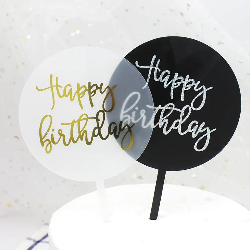 Лидер продаж, украшение для торта, товары для выпечки, акриловый розовый, синий, круглый Топпер для торта на день рождения