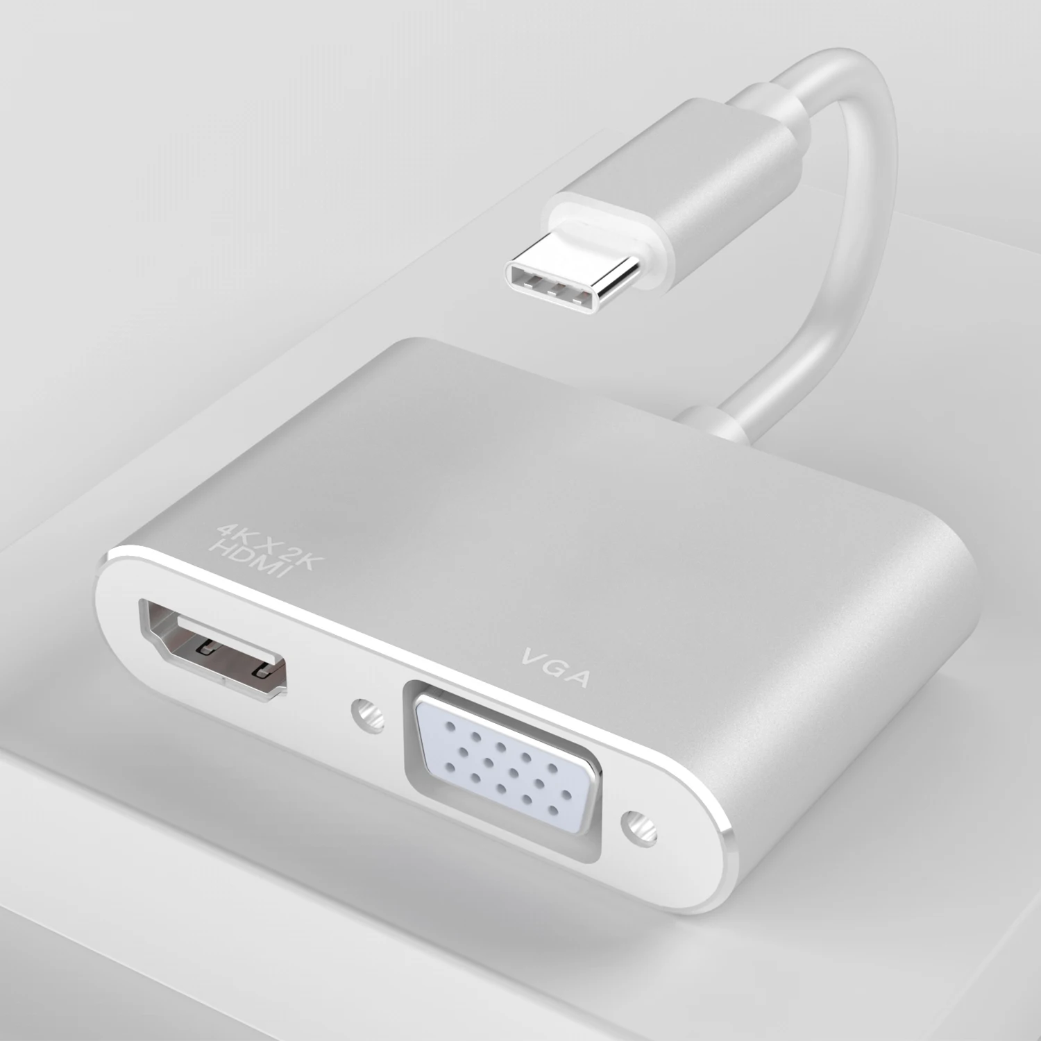 High Quality USB C to Vga HDMI Adapter 2 in 1 USB 3.1 Type-C to HDMI 4k 30hz Vga 1080p Converter Adapter Cable