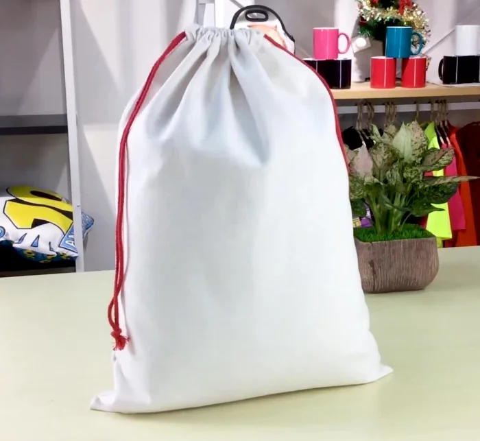 USA Warehouse Wholesale Cotton Storage Christmas Gift Bag Drawstring Blank Plain Sublimation Santa Sacks