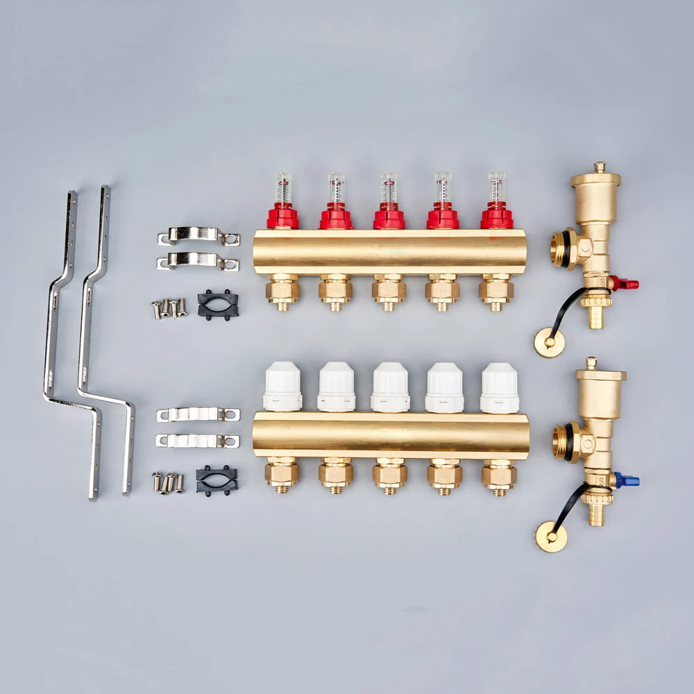 High Quality Floor Heating Brass Manifold Fitting For Floor Heating System With Flowmeter