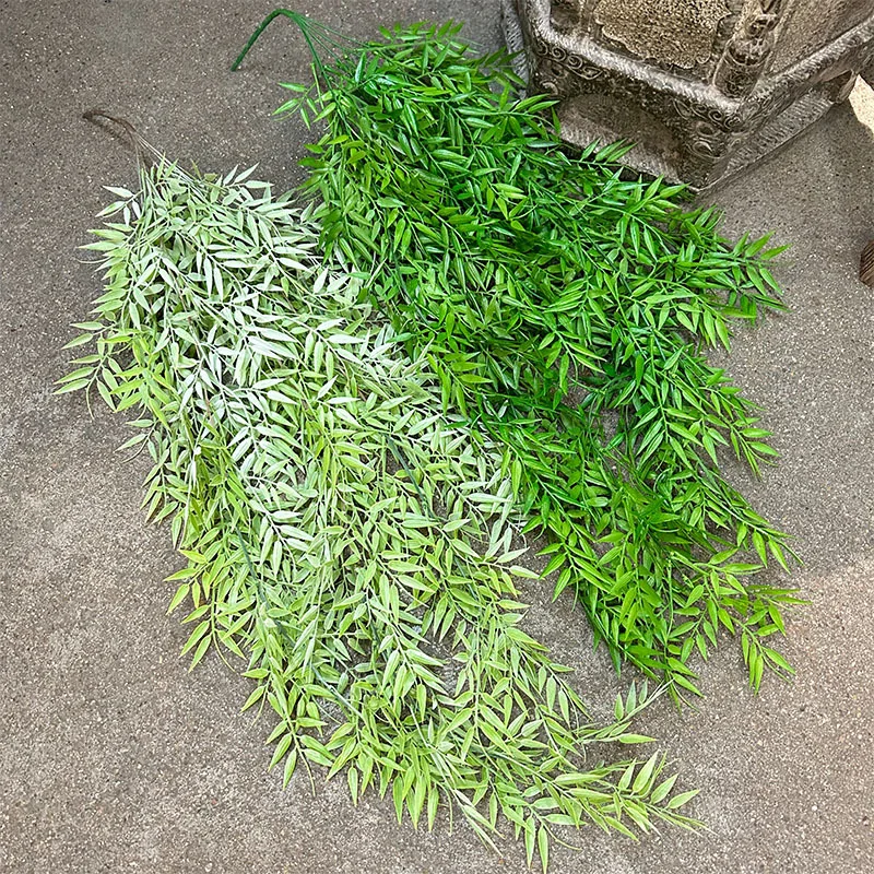 Faux Green Bamboo Leaves Wall Mounted Plants Artificial Hanging Plants for Indoor Outdoor Wall Home Room Garden Decoration