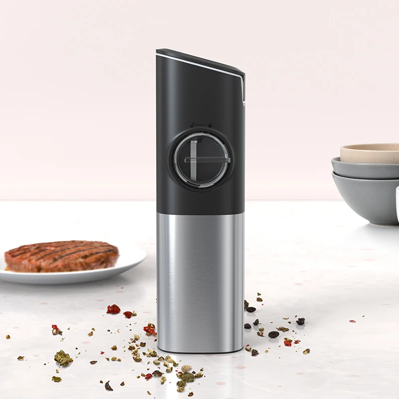 Factory Price 100 ml Coarse-Fine Adjust Electric Pepper Grinder With Led Light Rechargeable Gravity Salt and Pepper Grinder