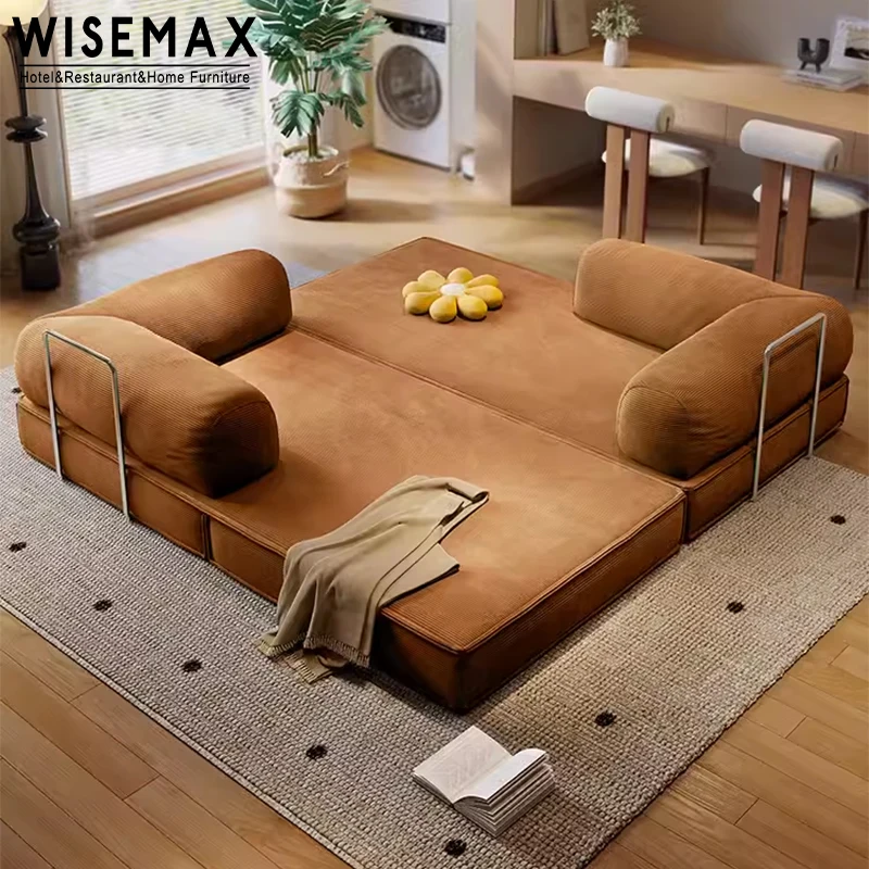 WISEMAX FURNITURE Nordic Simplicity 40D High-Density Sponge durability 304 Stainless Steel Fabric fusion vogue Compression Sofa
