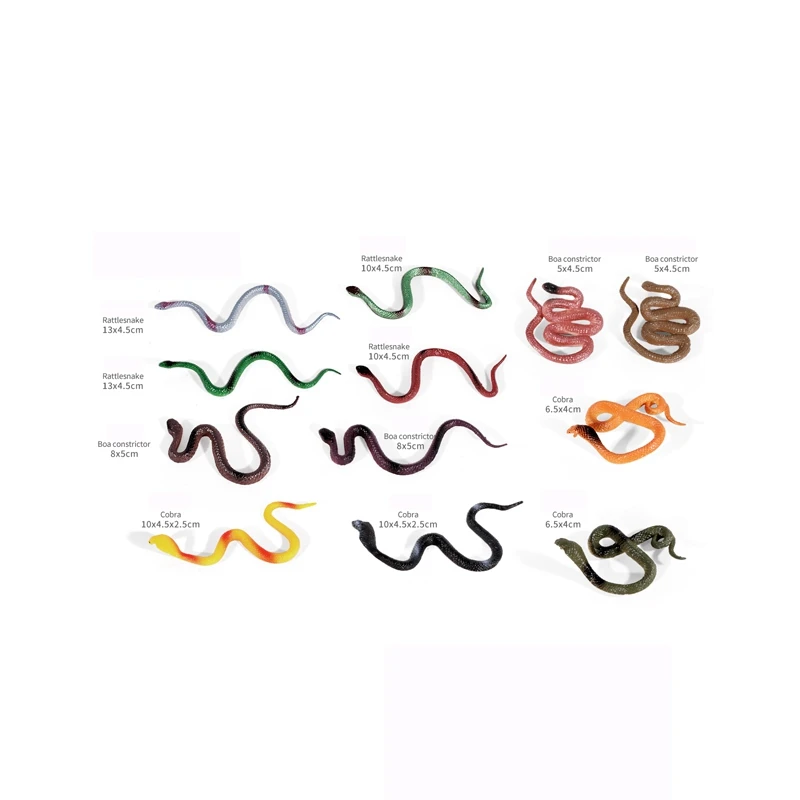 3D Lifelike Environmentally Friendly Soft Material 10CM Wild Animals Series Plastic Yellow King Cobra Snake Toy For Kids