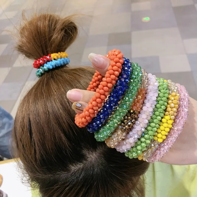 Hot Selling Fashionable Crystal Hair Scrunchies Elastic Beaded Bracelet