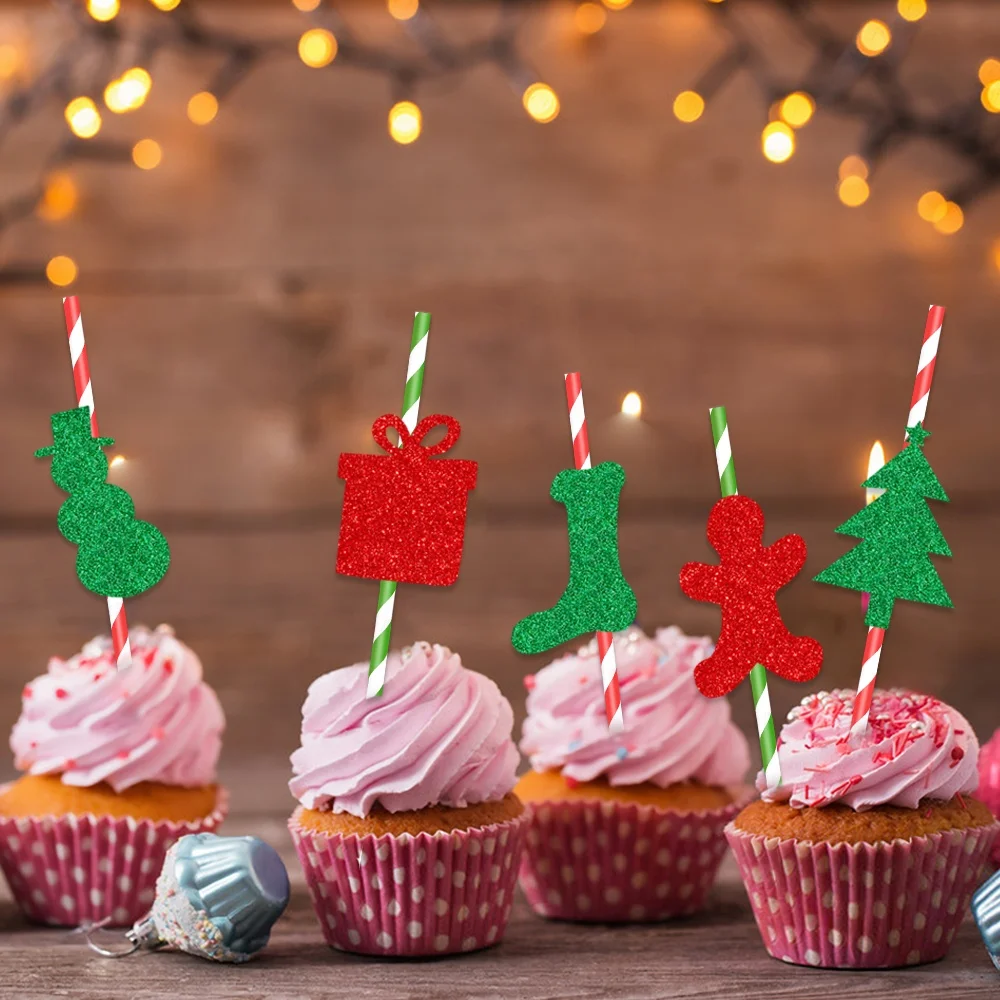 Christmas Paper Straws for Christmas Party Favors Drinking Paper Straws for Christmas Party Decorations Birthday Party Supplies