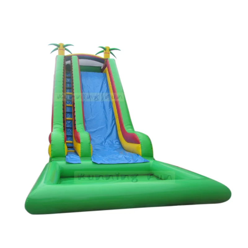 Big Water Slides Manufacturer Air Filled Tropical Palm Tree Inflatable Water Slide Large Inflatable Slide With pool For Sale