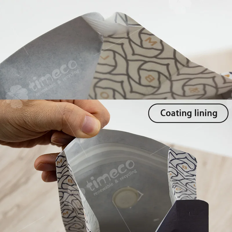 Biodegradable Coffee Bean Bags With Valve Zipper Custom Paper Coffee Packaging Bags Flat Bottom Eight-Sided Sealing Bag Pouch