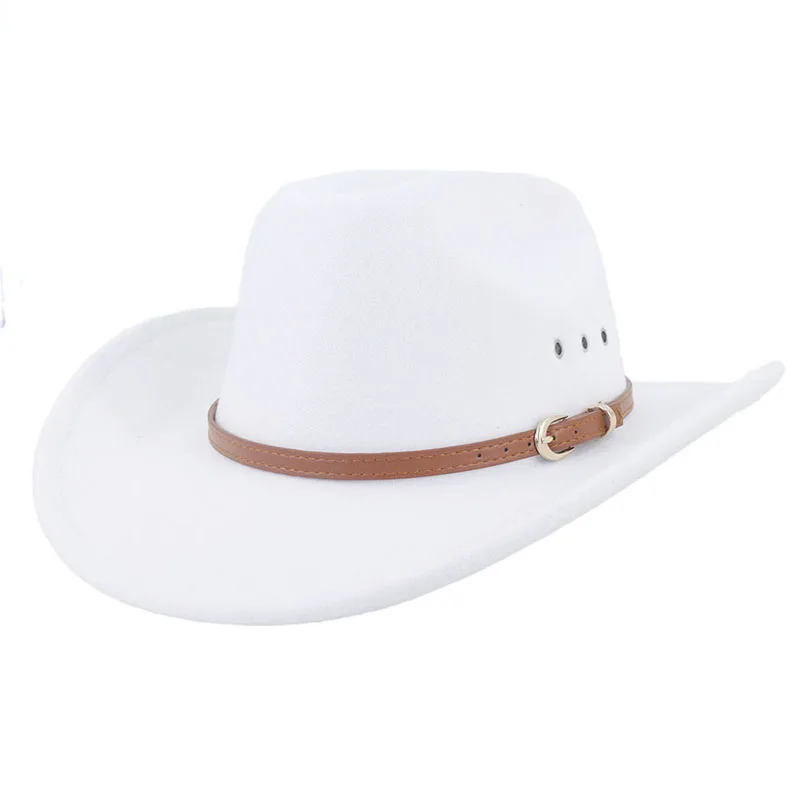 Vintage Men Jazz Hats Western Cowboy Hat for Women Personality High Street Wide Brim Fedora Hats