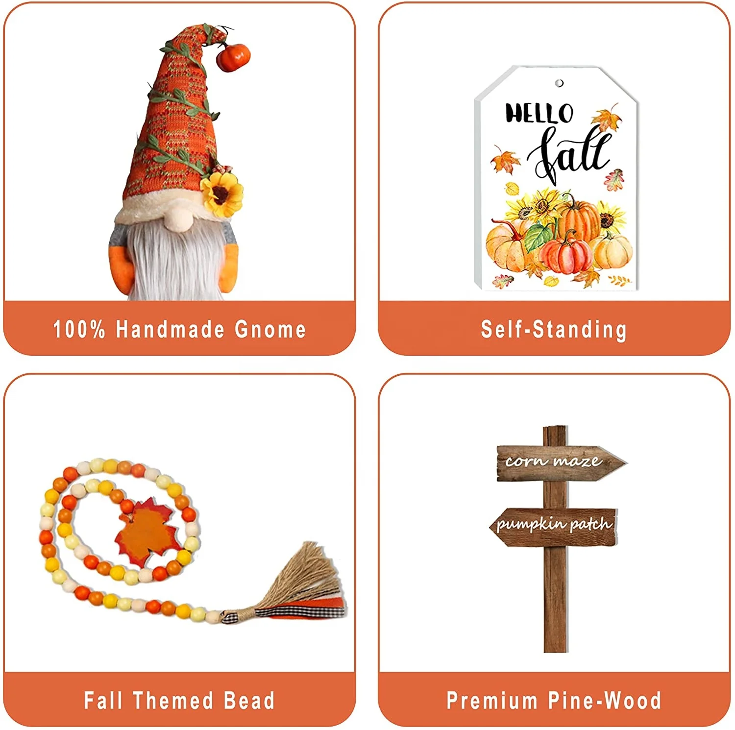 Fall Decor Fall Tiered Tray Decor Plush Gnome Fall Wood Bead Garland  Happy Wooden Sign - Pumpkin Spice Corn Maze Sig