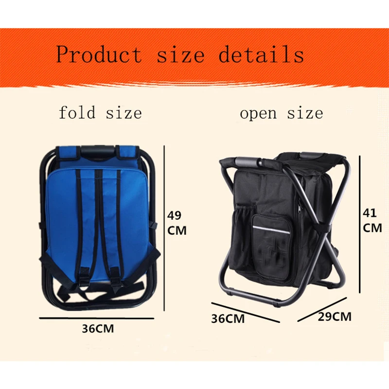
Stylish Foldable Seat Backpack for Camping Watching Sports Events Hiking Picnics Outdoor Fishing Backpack with Chair 
