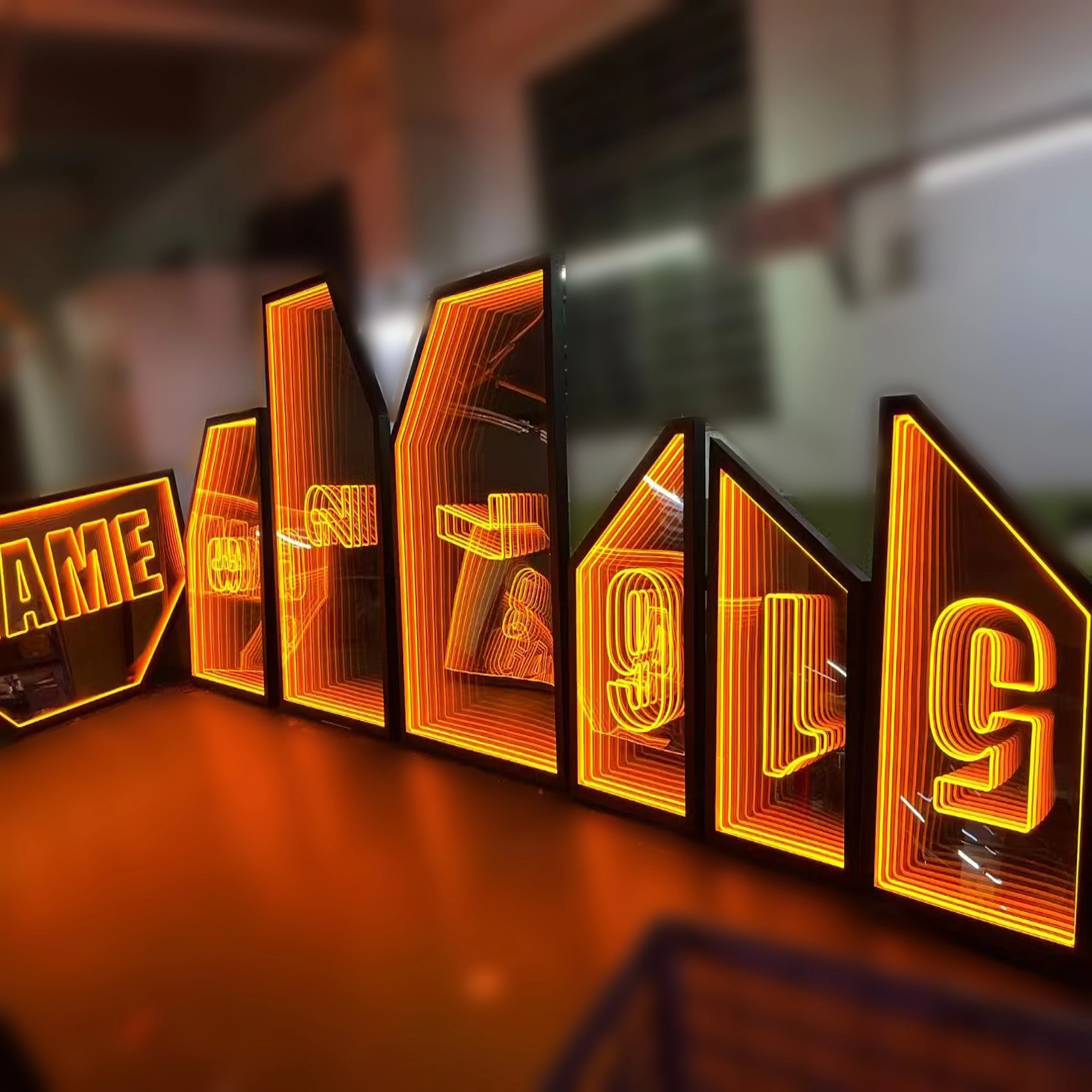 Multi-layer mirror neon light extension playground Villa Hotel Abyss word tunnel bar flexible Infinity mirror neon sign