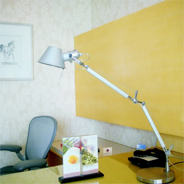 Aluminum double-arm table lamp for bedroom, study, and hotel guest rooms, bedside LED eye-protection table lamp
