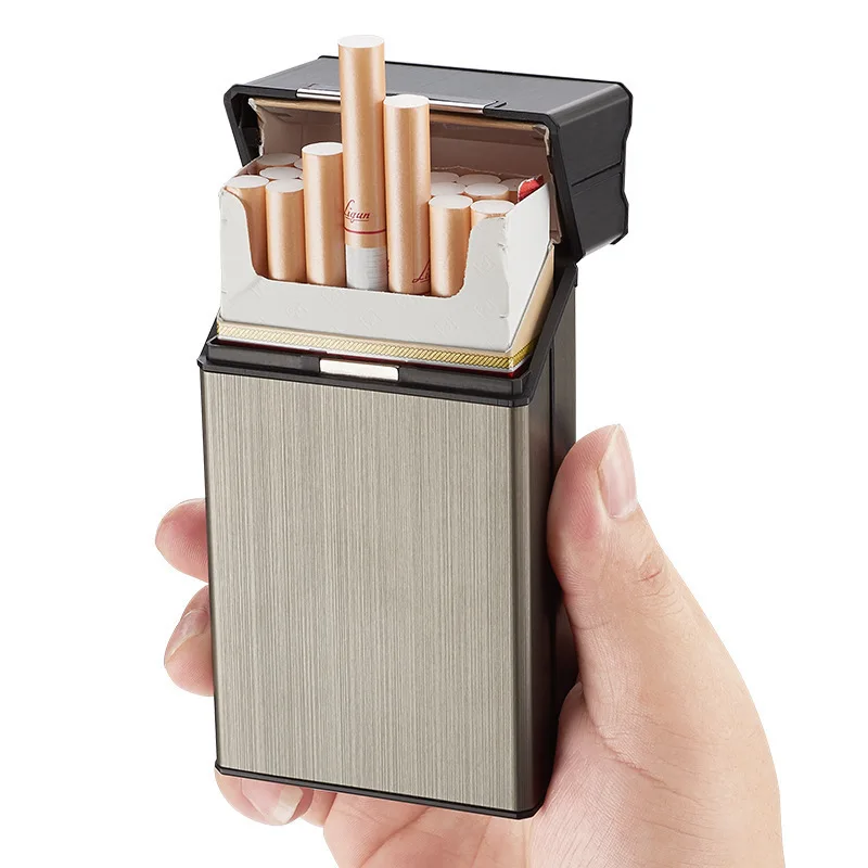Wholesale Custom Logo 20 Pcs Metal Modular Cigarette Case With Removable  USB lighter