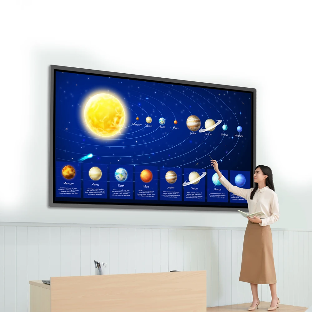 Horion 75 inch display vandal proof ir portable classroom flat panel smart touch screen player lcd touch screen