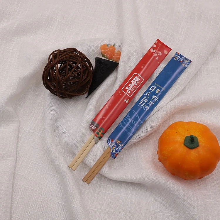 Custom Printed Disposable Bamboo Chopsticks In Paper Sleeve