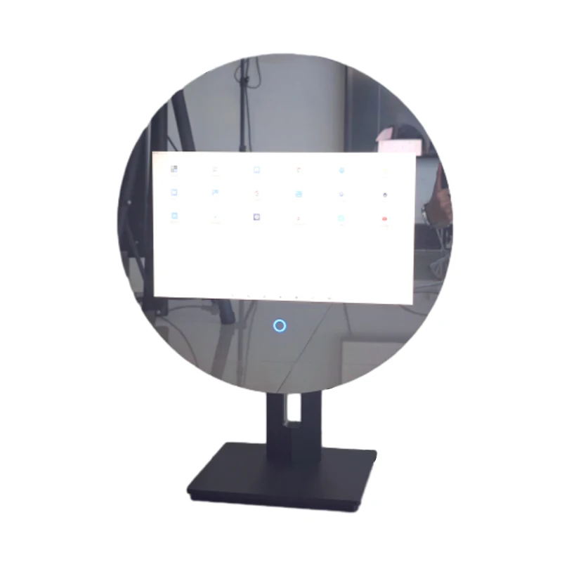 Customized round multiple application makeup mirror with popular android system smart magic TV mirror with bluetooth speaker