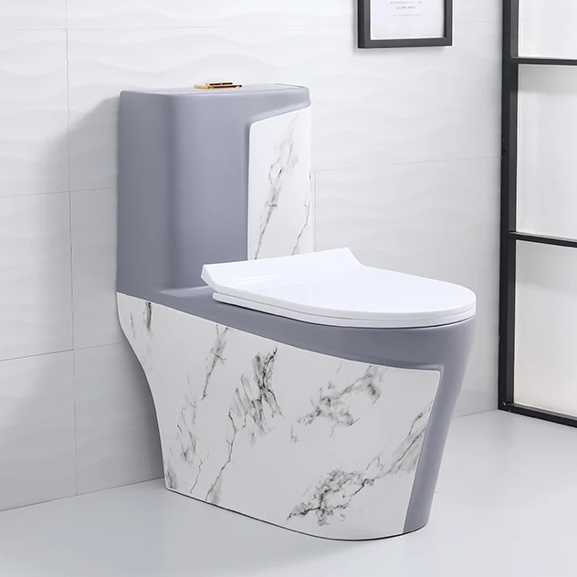 New design fashion purple color bathroom p trap one piece toilet commode ceramic marble toilets
