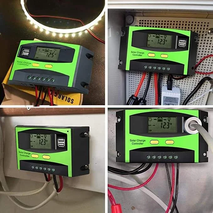 LCD DisplayPWM Battery Charging30A 60A 80A Solar Panel Charging Controller 12/24/36/48V PWM Solar Charging Controller