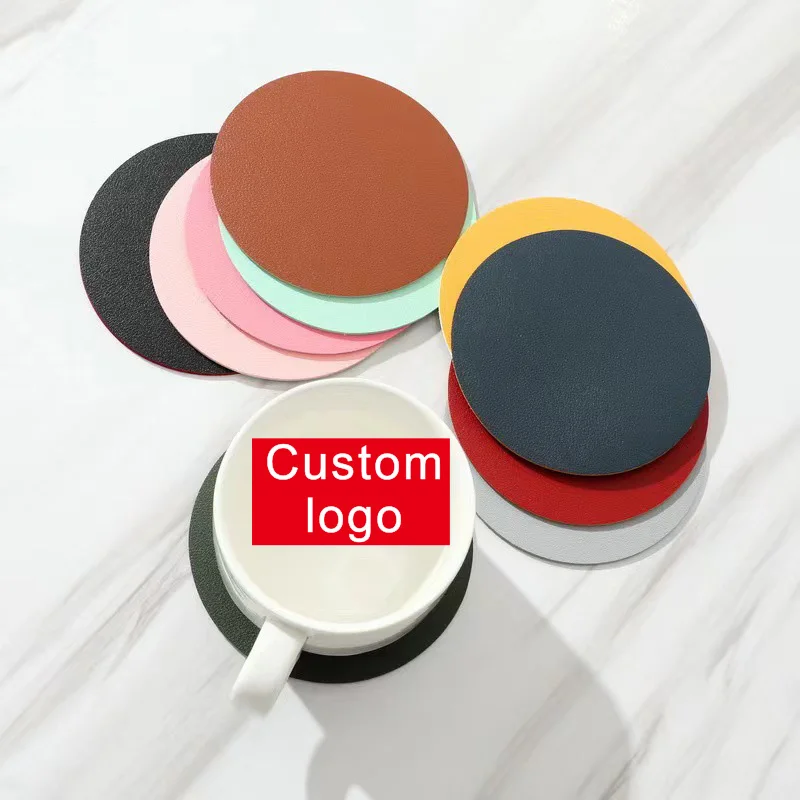 Custom Coasters For Drinks Pvc Leather Coasters Heat Resistant Coffee Drink Coasters For Home Office Kitchen Bar Protect Table