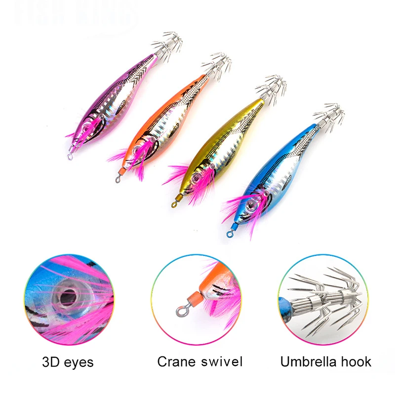 Squid Jig Fishing Lure Shrimp Luminous Baits Squid Hooks Glow Shrimp