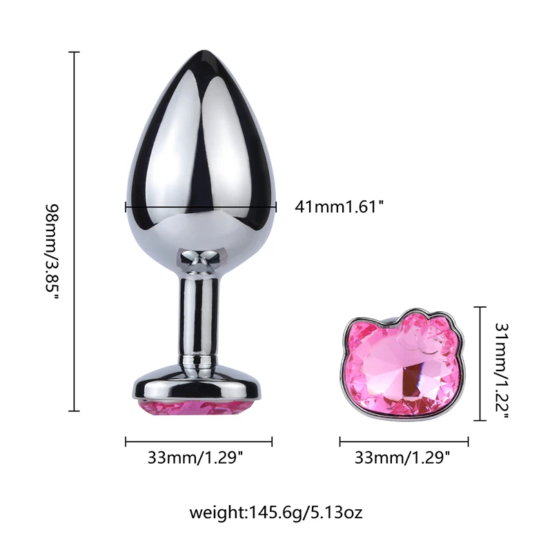 Adult Product Jewelry Stainless Steel Heart Diamond Vagina Metal Sex Toys Anal Butt Plug For Women Men Couple