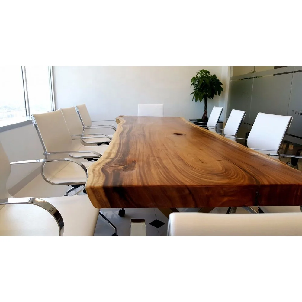 Office furniture whole piece solid Walnut Parota wood meeting room table live edge slab conference table (60781389652)