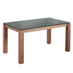 Easy Assemble CKD Package Rectangular Dining Table Solid Wood Legs Steel Table Top Dining Room Furniture For Restaurant Diner