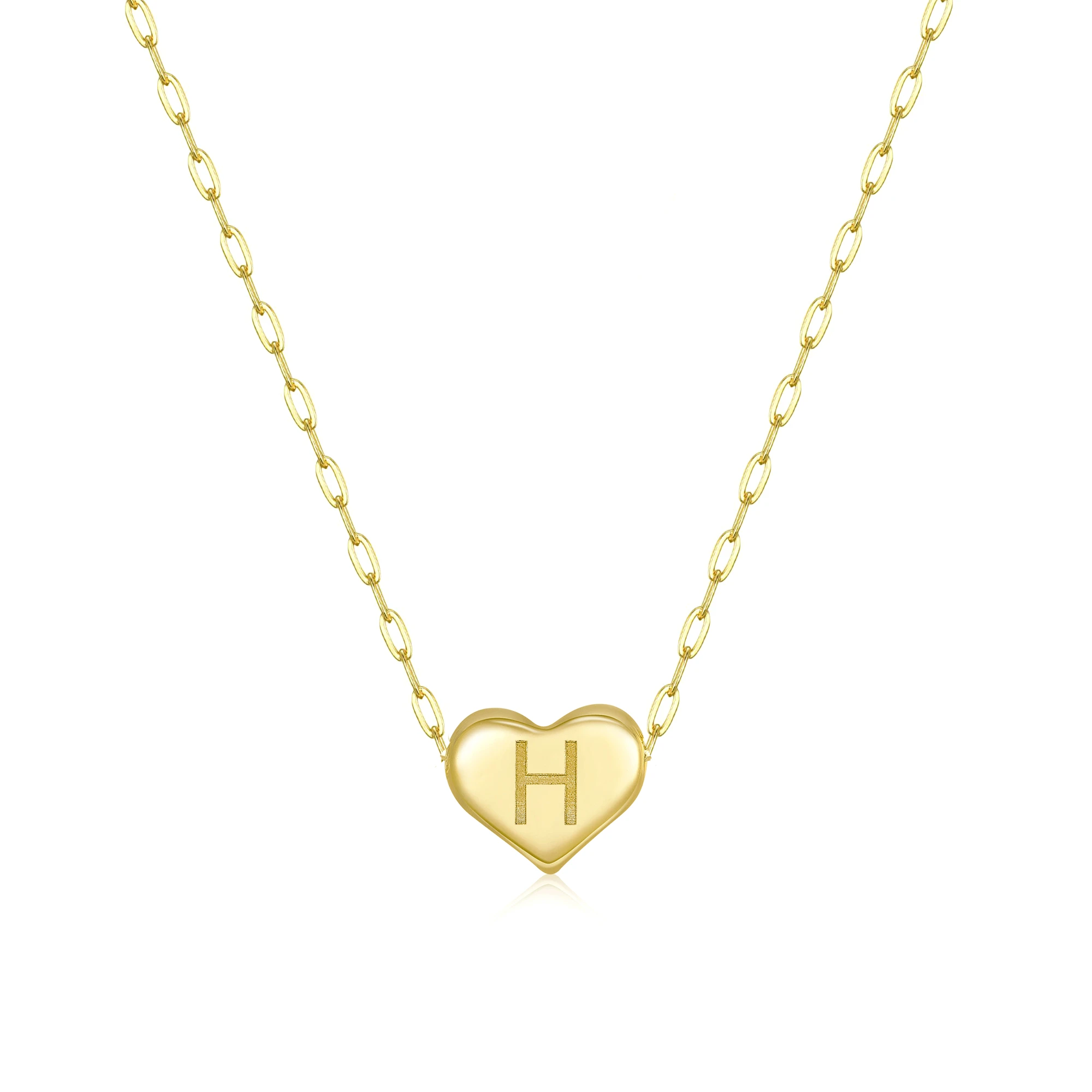 wholesale women A to Z necklace with heart initial letters,mini engraving letter pedant B M H S initial woman necklace charm