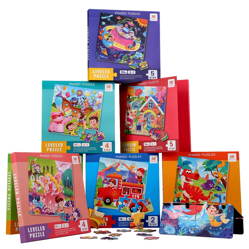 3 In 1 Kids Paper Level Puzzle Book Educational Toys Traffic Animal Cognition Matching Magnetic Jigsaw Puzzles Board Toddler