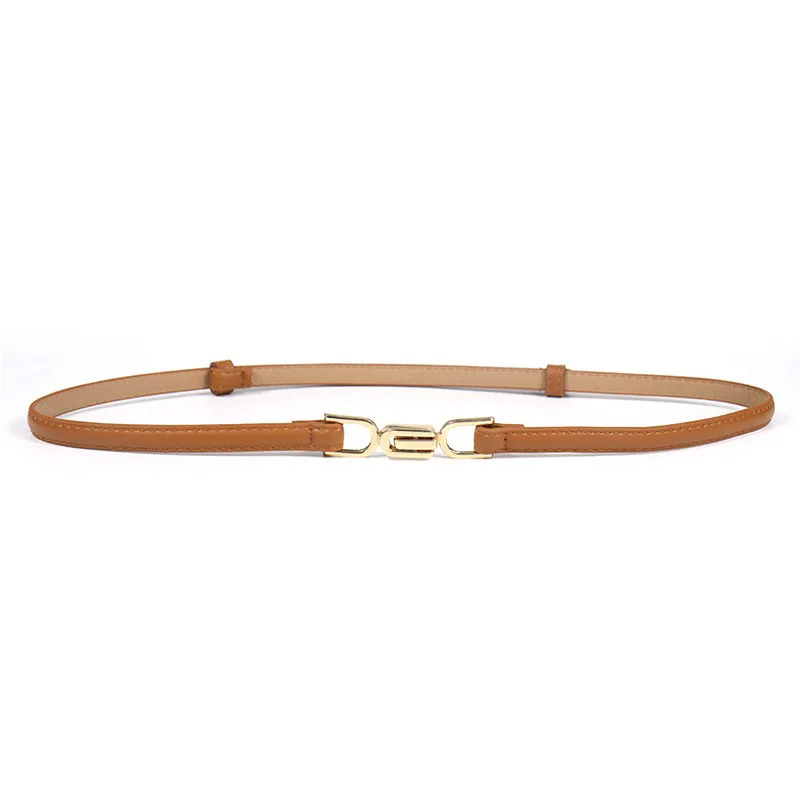 Portable Slim Waist Belt Women Thin Belts Leather Belt Gold Metal Buckle Waistband for Dress Panty Clothes