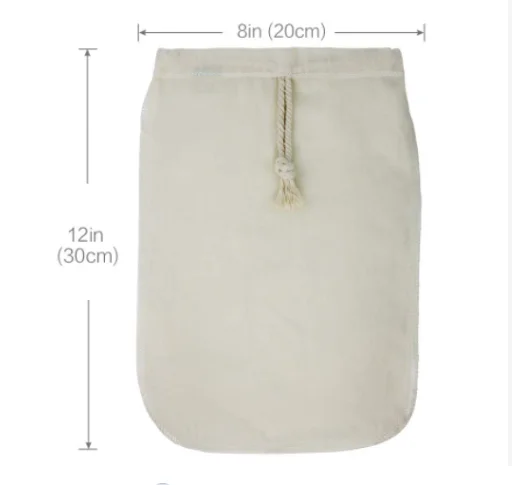 Reusable Certified Organic Cotton Nut Milk Bag For Almond Milk Juice Cold Brew Coffee Tea Yogurt Cheese Bone Broth