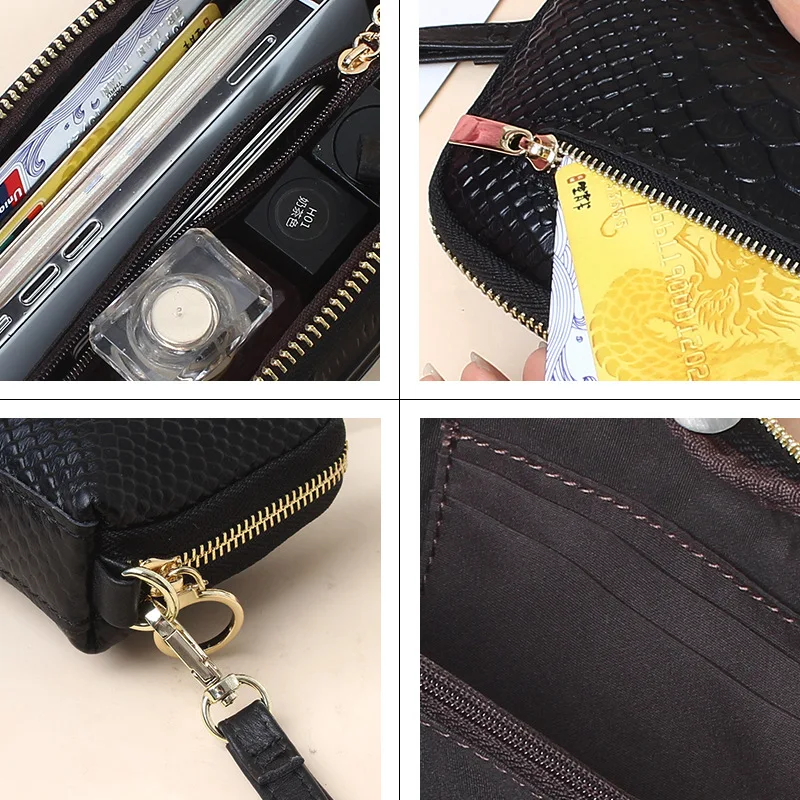 Genuine leather wallet for women zipper 2023 hot sale luxury women wallets wholesales small coin bag women purses clutch wallets