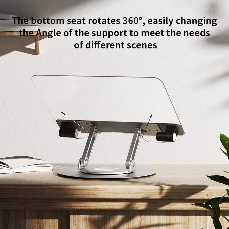 Acrylic Book Reading Stand Aluminum 360 Rotation  display stand Free Regulation Laptop Stand Phone Holder Transparent bookends