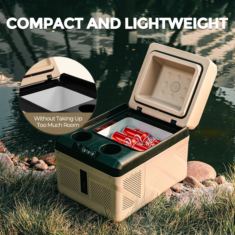 Alpicool KM9 12 Volt Electric Cooler Box Mini Fridge Outdoor Camping Portable Mini Freezer Car Refrigerator with Cup Holders