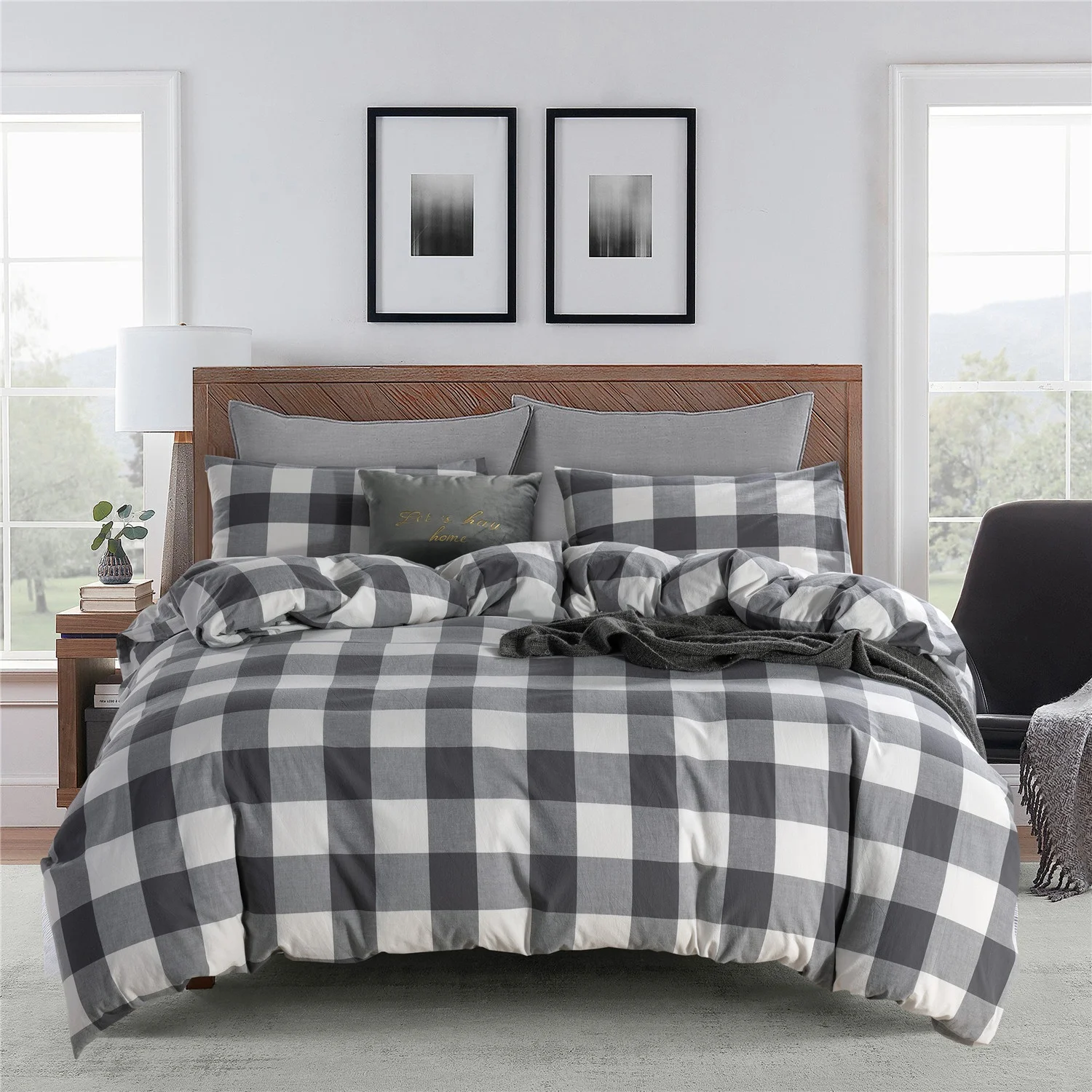 Amazon hot sale  cotton yarn bedding set 100% cotton 3-piece Duvet Cover Set