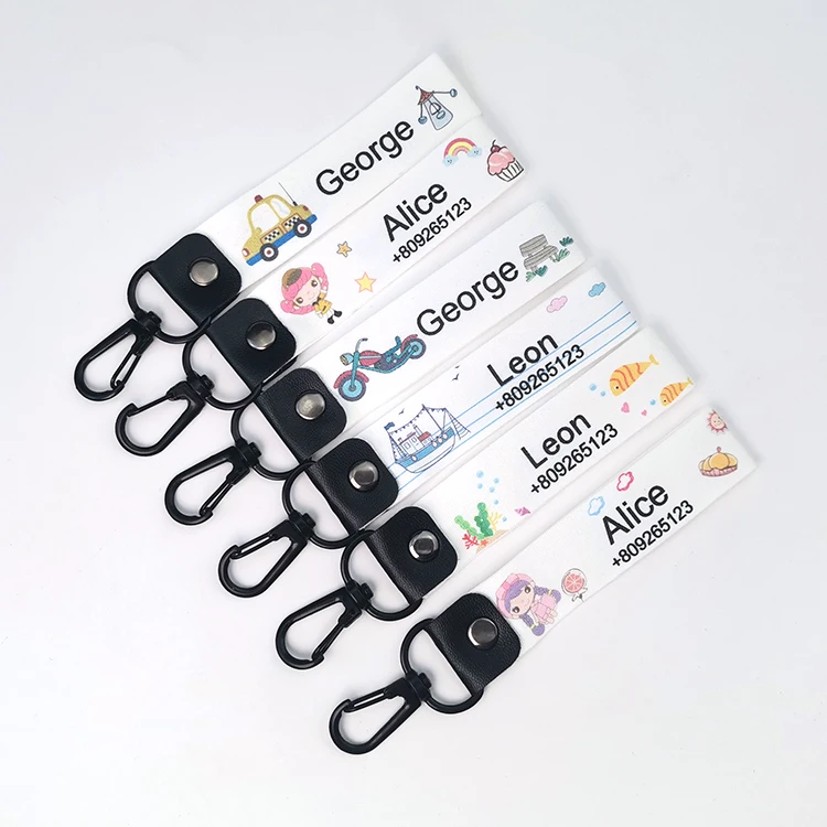 Оптовая продажа, индивидуальная детская идентификационная этикетка, мультяшный узор, черная пряжка с именем