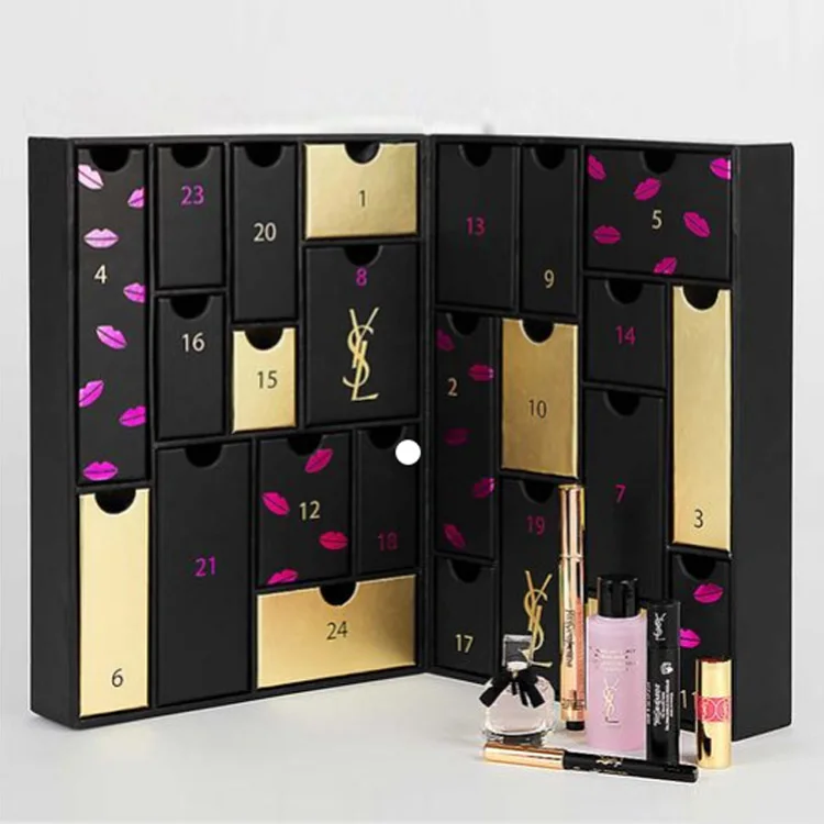 Hot Sell Calendar Packaging Gift Box Custom Logo Premium Cosmetics Paper Box Handmade Rigid Boxes Square Grey Board CMYK Accept