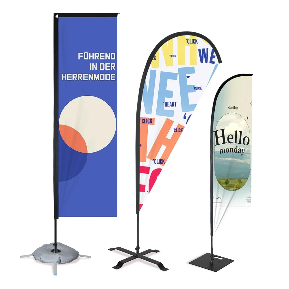 Promotional Advertising Custom Print Flying Beach Flag Custom Teardrop Feather Flags Banners With Flag Pole For Sale