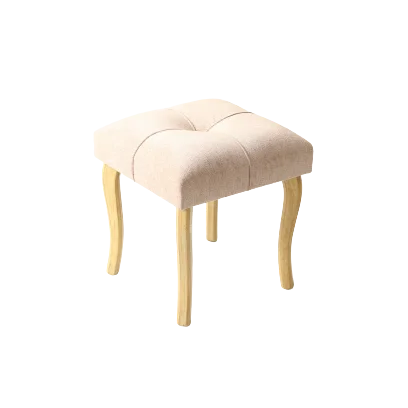 Golden Arts Factory Supply Attractive Price Living Room Furniture American Country Style Flax Wooden Curved Legs Stool Ottoman