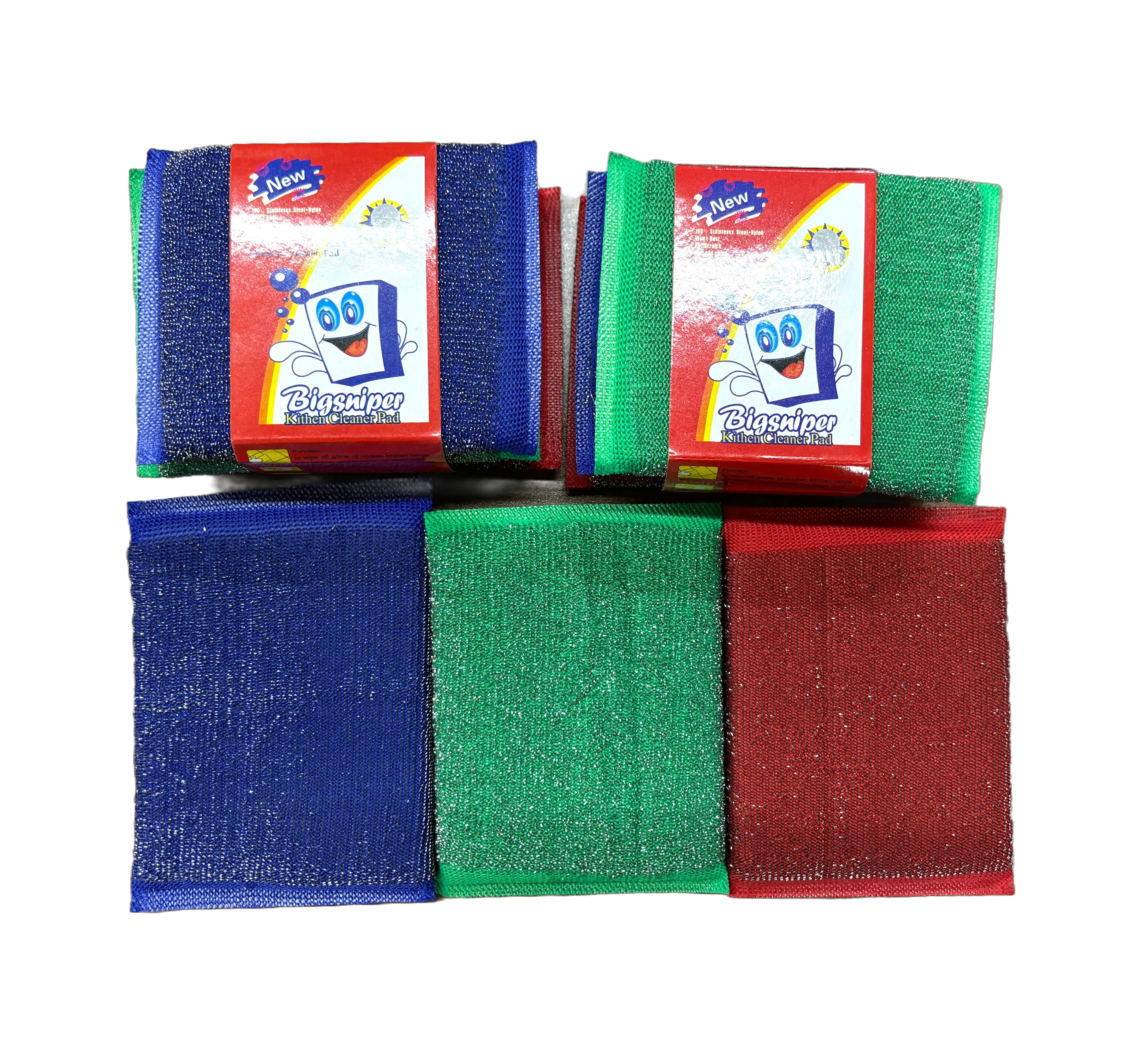 3 Pcs/card Sponge Block Kitchen Washing Sponge Scourer Stainless Steel Sponge
