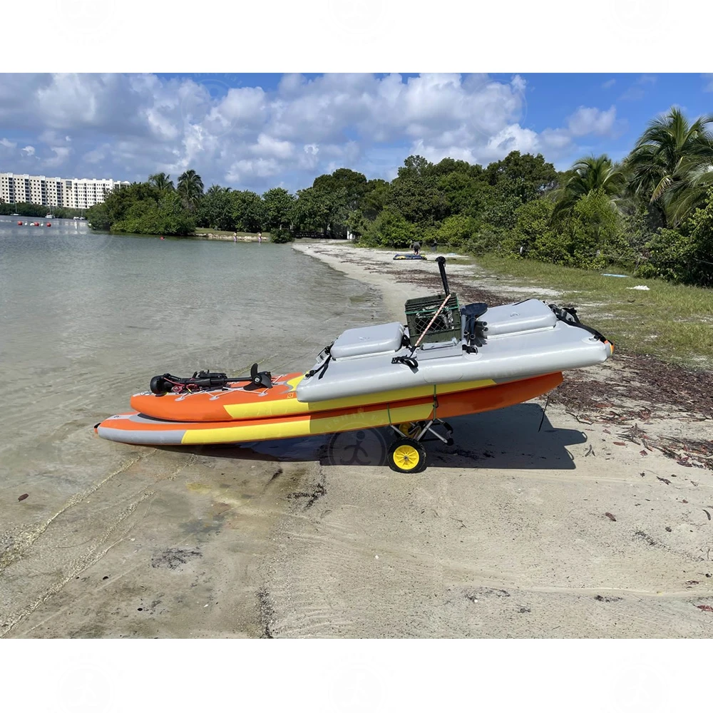 Water Play Equipment Paddle Drive Catamaran Fishing Gear Double Seat Inflatable Double SUP Catamaran boat