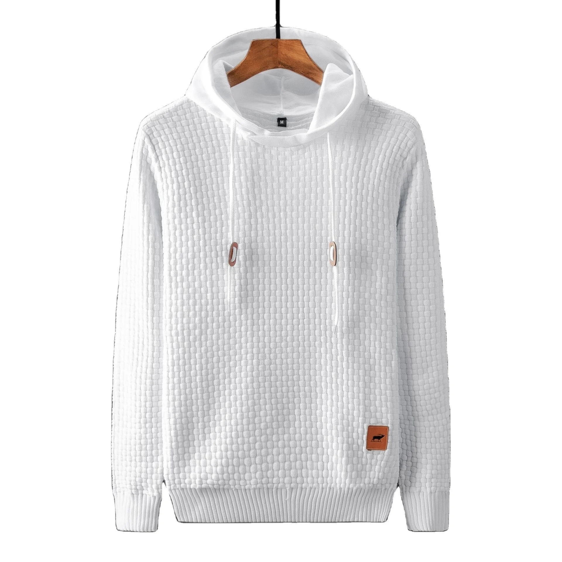 Winter Warm Fashionable White And Black New Designer Style Hoody Kashmir Handmade Sweaters For Men