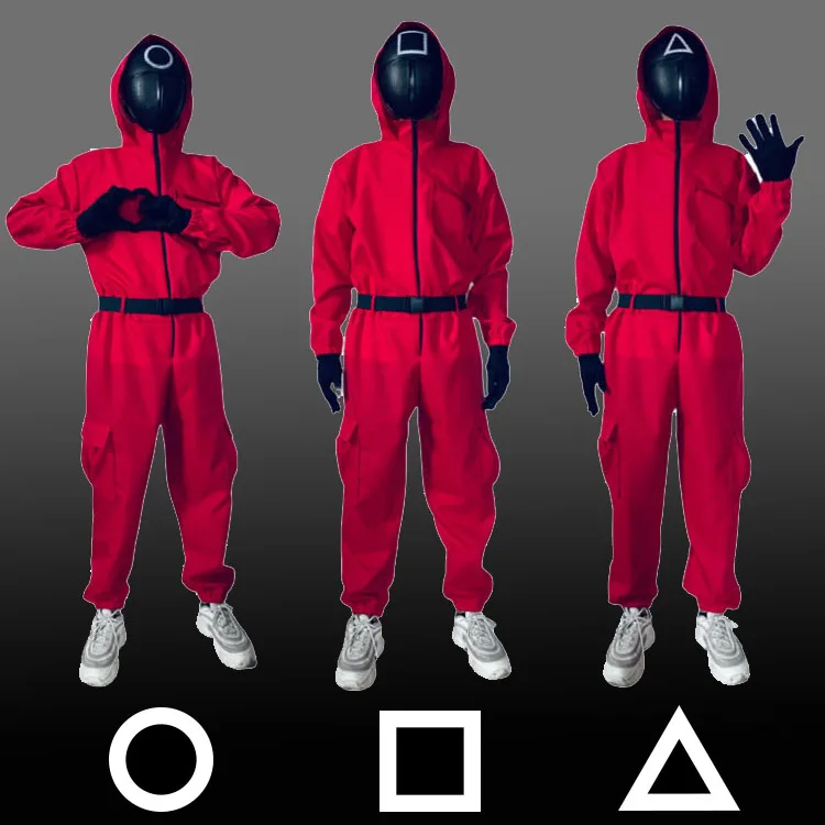 Squid Game Party Squid Game Costume Set Red One-piece Dress Costume Halloween Party Role Playing