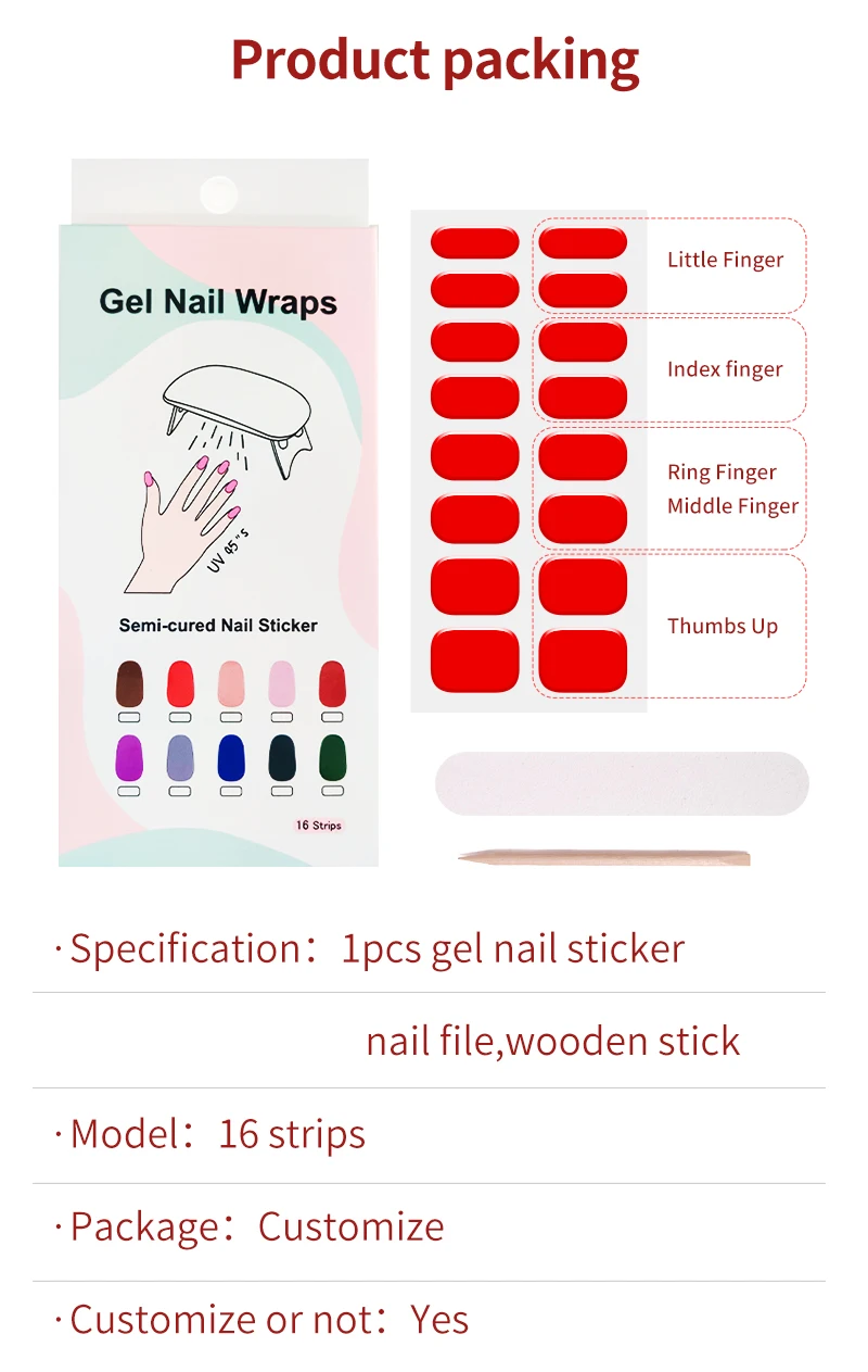  Полупрочный гель Beautysticker наклейка для ногтей УФ-лампа гель-наклейка OEM в