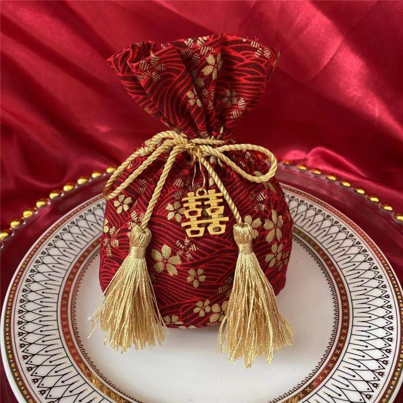 Ins 10*13 Cm Amount Colors Chinese Style Wedding Bag Different Printed Bags In Stock