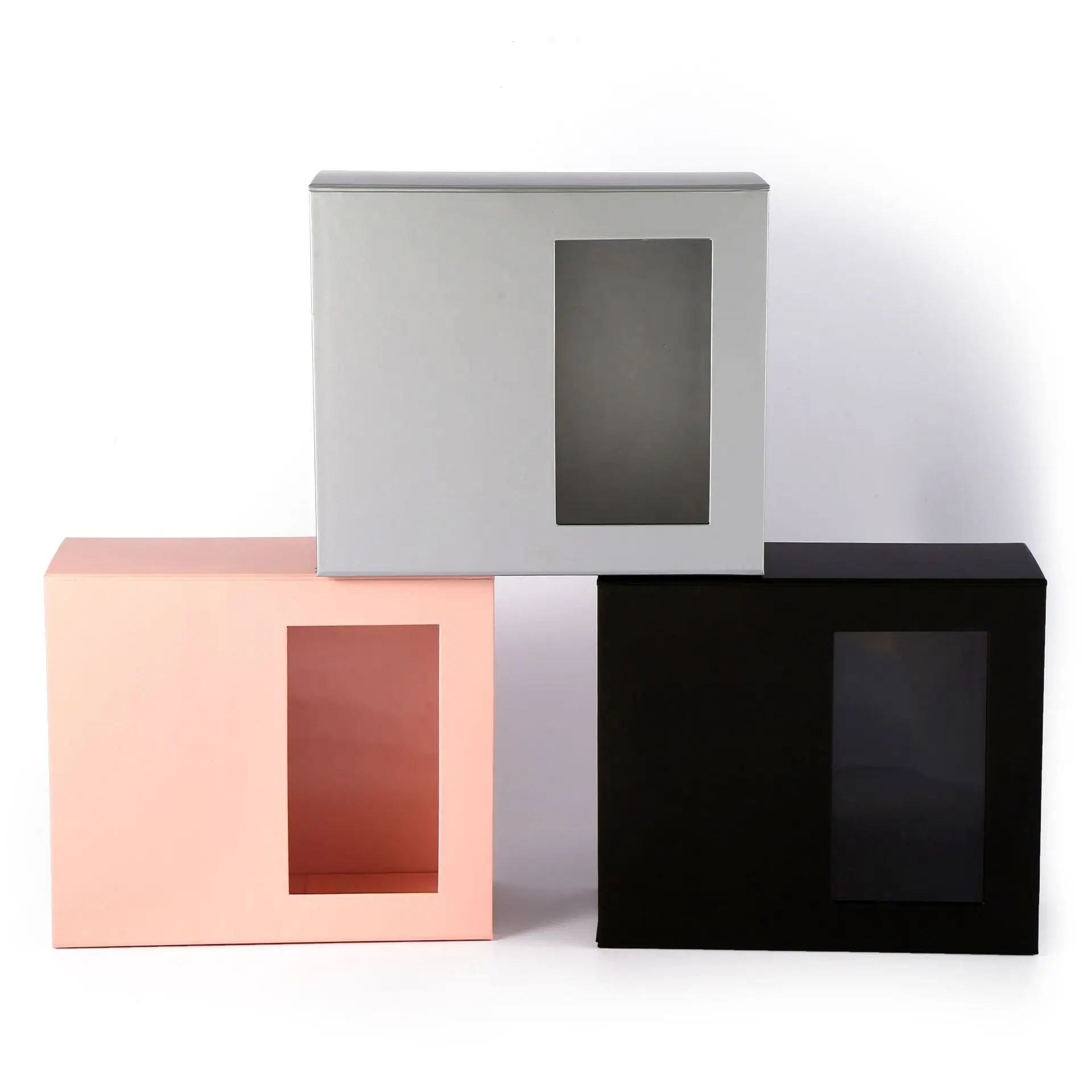 Custom Gift Box Magnet Flip Open Window Packing Gift Box Magnetic Closure Cardboard Foldable Magnetic Window Gift Boxes
