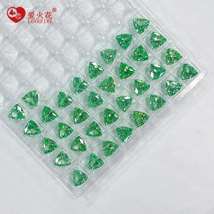 wholesale manufacturers synthetic gemstone paraiba color trillion shape zircon stone crushed ice cut cubic zirconia