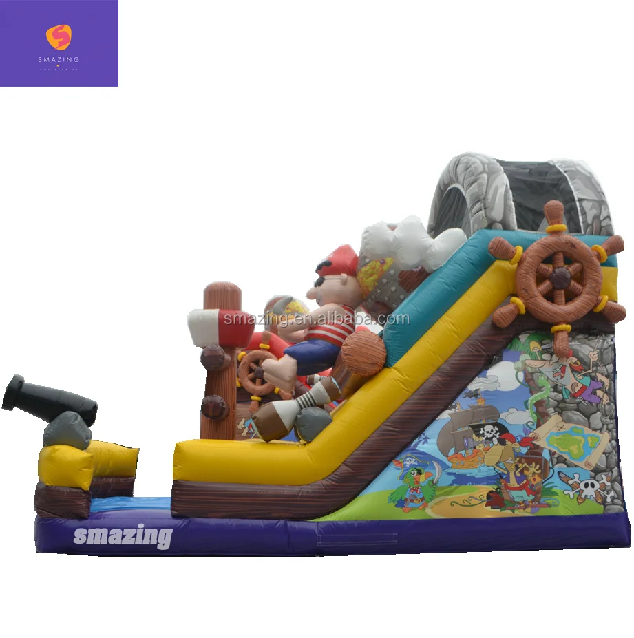 
0.55mm PVC outdoor commercial Pirate theme inflatable slides for kids 